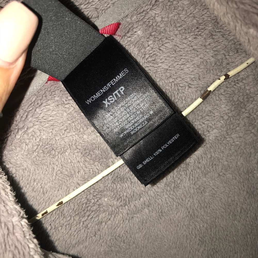Gray fuzzy north face ladies jacket